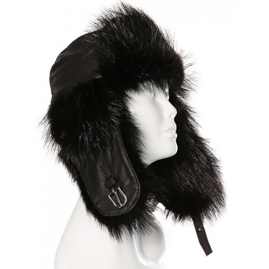 Bilodeau - Aviator Hat, Black Beaver Fur and Black Leather